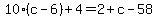 10%28c-6%29%2B4=2%2Bc-58