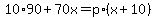 10%2A90%2B70x=p%2A%28x%2B10%29