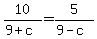 10%2F%289%2Bc%29+=+5%2F%289-c%29