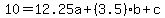 10=12.25a%2B%283.5%29b%2Bc