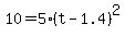 10=5%28t-1.4%29%5E2