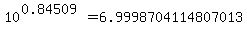 10%5E%280.84509%29+=+6.9998704114807013