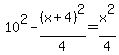 10%5E2-%28x%2B4%29%5E2%2F4=x%5E2%2F4