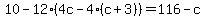 10-12%284c-4%28c%2B3%29%29=116-c