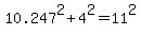 10.247%5E2%2B4%5E2=11%5E2