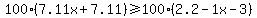 100%287.11x%2B7.11%29%3E=100%282.2-1x-3%29