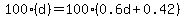 100%28d%29=100%280.6d%2B0.42%29