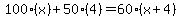 100%28x%29%2B50%284%29=60%28x%2B4%29
