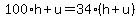 100%2Ah%2Bu=34%28h%2Bu%29