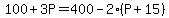 100%2B3P+=+400-2%28P%2B15%29