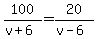100%2F%28v%2B6%29+=+20%2F%28v-6%29