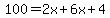100=2x%2B6x%2B4