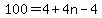 100+=+4%2B4n-4