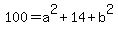 100+=+a%5E2+%2B+14+%2B+b%5E2+