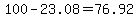 100-23.08=76.92