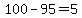 100-95=5