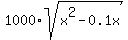 1000%2Asqrt%28x%5E2-0.1x%29