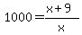 1000=%28x%2B9%29%2Fx
