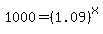 1000+=+%281.09%29%5Ex