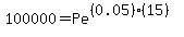 100000=Pe%5E%28%280.05%29%2815%29%29