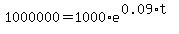 1000000=1000%2Ae%5E%280.09%2At%29