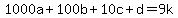 1000a%2B100b%2B10c%2Bd+=+9k