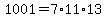 1001=7%2A11%2A13