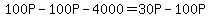 100P-100P-4000=30P-100P