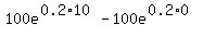 100e%5E%280.2%2A10%29-100e%5E%280.2%2A0%29