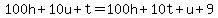 100h+%2B+10u+%2B+t+=+100h+%2B+10t+%2B+u+%2B+9