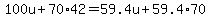 100u%2B70%2A42=59.4u%2B59.4%2A70
