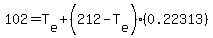 102=T%5Be%5D%2B%28212-T%5Be%5D%29%280.22313%29