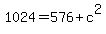 1024=576%2Bc%5E2
