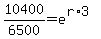 10400%2F6500=e%5E%28r%2A3%29