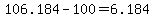 106.184-100=6.184