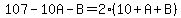 107-10A-B=2%2810%2BA%2BB%29