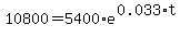10800+=+5400%2Ae%5E%280.033%2At%29