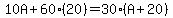 10A%2B60%2820%29=30%28A%2B20%29
