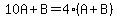 10A%2BB=4%2A%28A%2BB%29