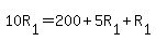 10R%5B1%5D=200%2B5R%5B1%5D%2BR%5B1%5D