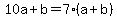 10a%2Bb=7%28a%2Bb%29