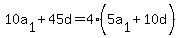 10a%5B1%5D%2B45d=4%285a%5B1%5D%2B10d%29