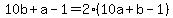 10b%2Ba-1=2%2810a%2Bb-1%29
