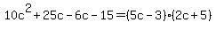 10c%5E2%2B25c-6c-15=%285c-3%29%282c%2B5%29