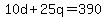 10d+%2B+25q+=+390