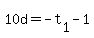 10d+=+-+t%5B1%5D+-+1