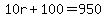 10r%2B100=950