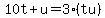 10t%2Bu=3%28tu%29