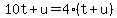 10t%2Bu=4%28t%2Bu%29