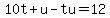 10t%2Bu-tu+=+12